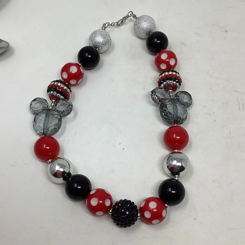 Girl's Chunky Beaded Minnie Themed Necklace